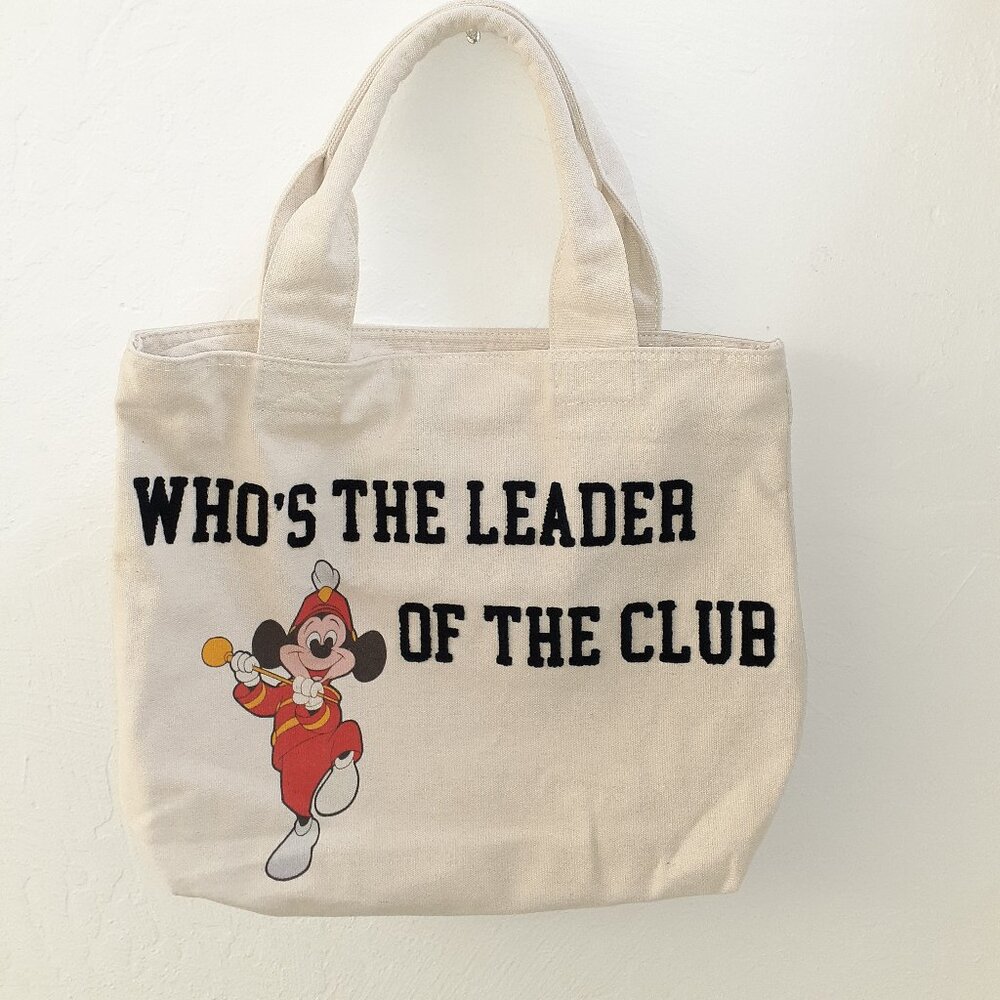 Disney Mickey Mouse Who's the Leader of the Club Large Canvas Tote Bag NWOT